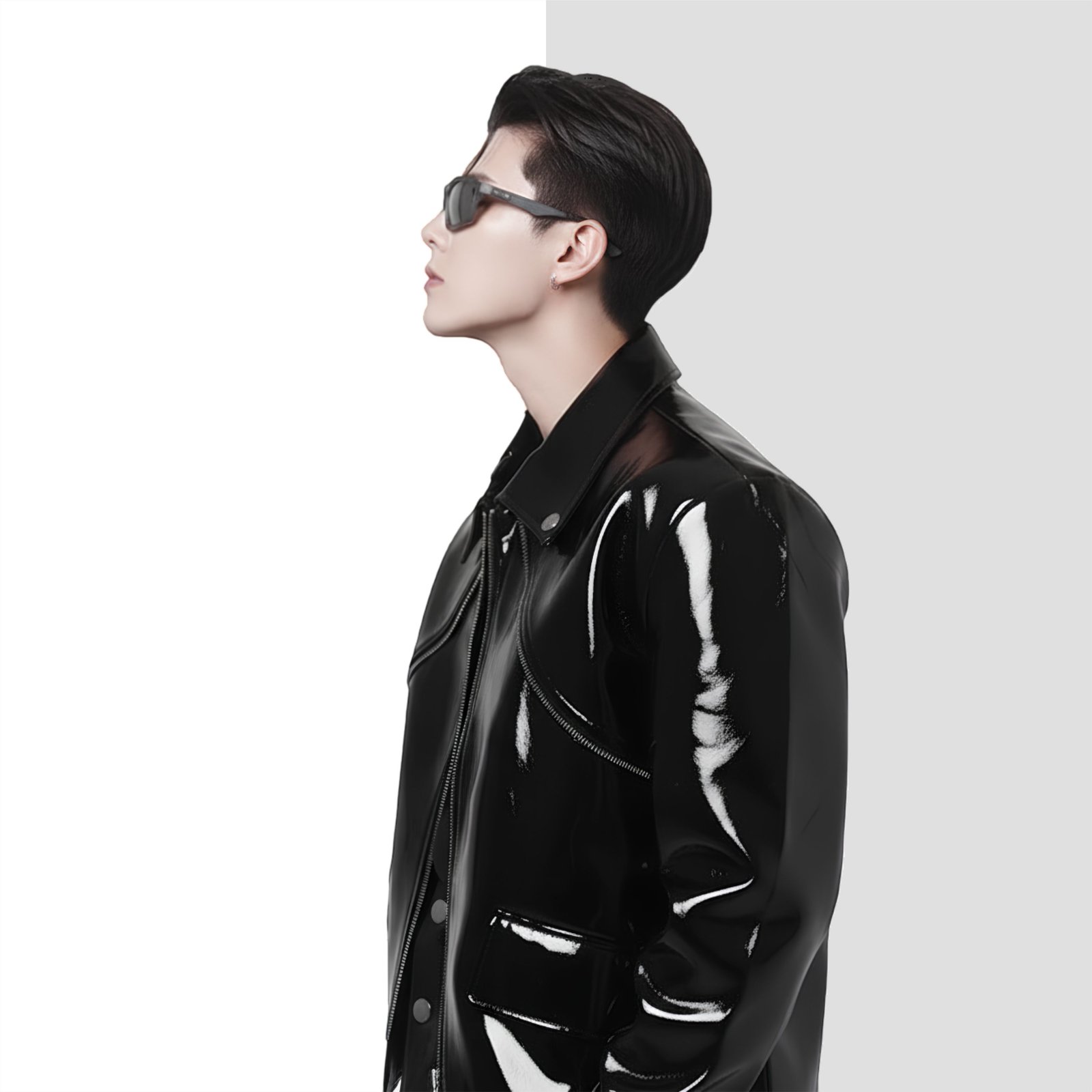 Black gloss leather jacket